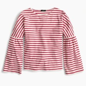 red and white striped bell sleeve top